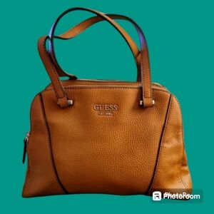GUESS Camel Brown Three Compartment Dome Tote Satchel